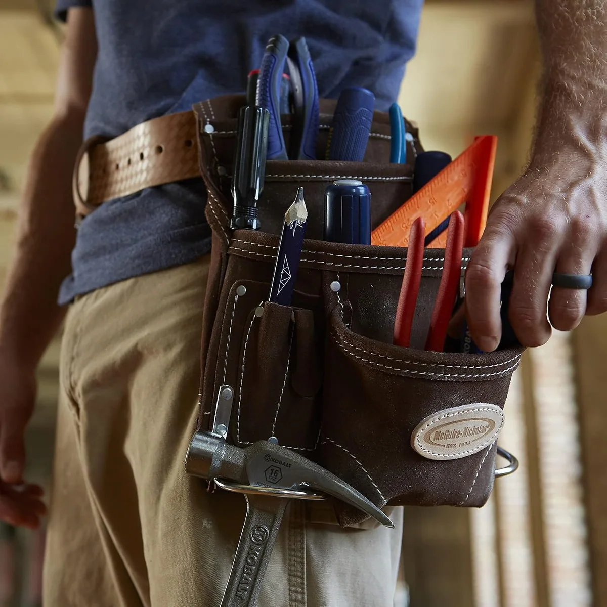 McGuire-Nicholas Carpenter's Nail & Tool Pouch, Suede
